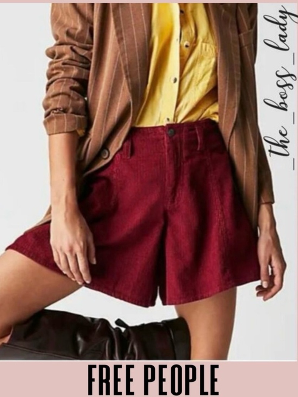 Free People shorts corduroy wide-leg high rise